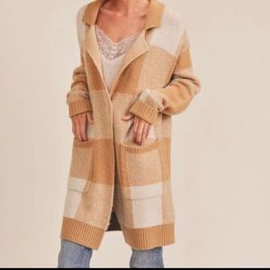 Checkered, long cardigan
